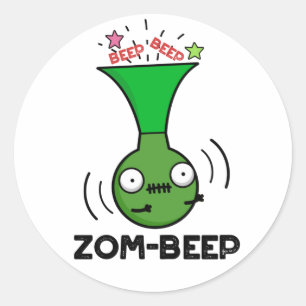 Zom-beep Funny Halloween Zombie Honker Pun Ronde Sticker