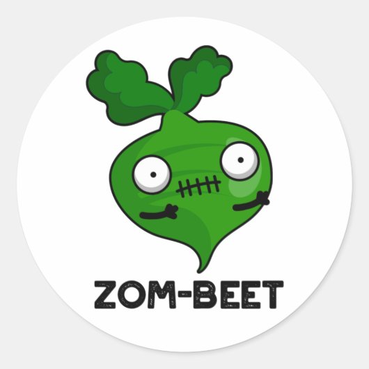 Zom-beet Funny Halloween Zombie Beet Pun Ronde Sticker (Voorkant)