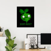 Zom-beet Funny Zombie Beet Pun Dark BG Poster (Thuiskantoor)