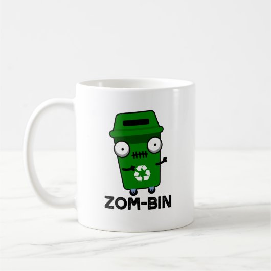 Zom-bin Funny Halloween Zombie Trash Bin Pun Koffiemok (Links)
