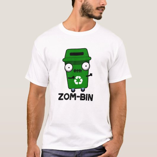 Zom-bin Funny Halloween Zombie Trash Bin Pun T-shirt (Voorkant)