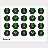 Zom-bin Funny Zombie Trash Bin Pun Dark BG Ronde Sticker (Vel)