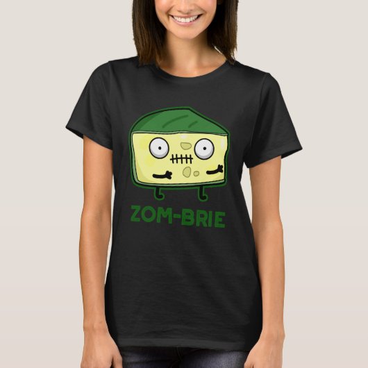 Zom-brie Grappige Zombie Pun Dark BG T-shirt (Voorkant)