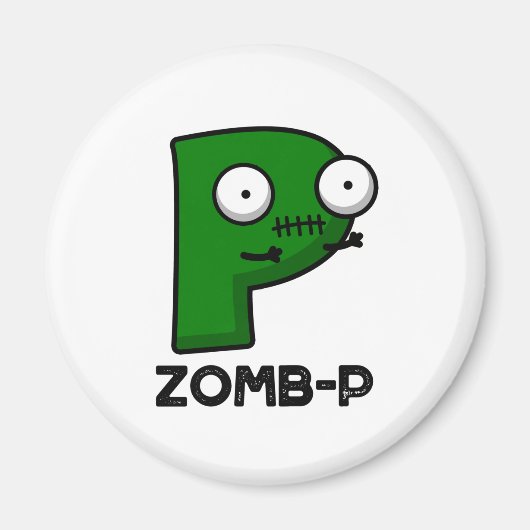 Zom-P Funny Halloween Zombie Alphabet P Pun Magneet (Voorkant)