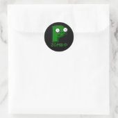 Zom-P Funny Zombie Alphabet P Pun Dark BG Ronde Sticker (Tas)