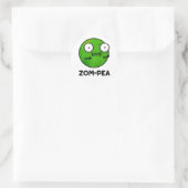 Zom-pea Funny Halloween Zombie Pea Pun Ronde Sticker (Tas)