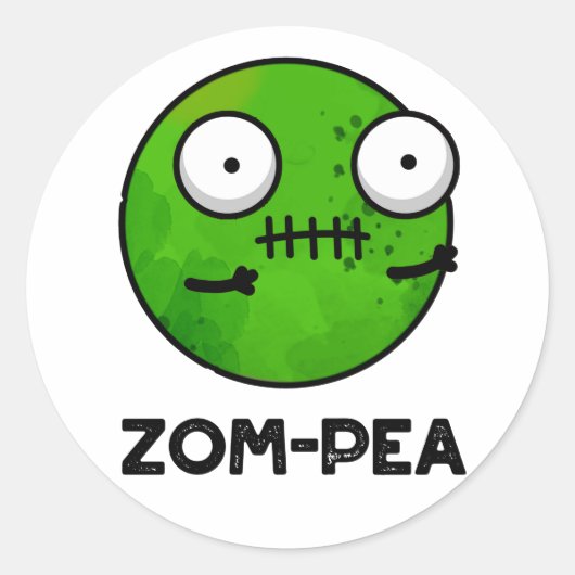 Zom-pea Funny Halloween Zombie Pea Pun Ronde Sticker (Voorkant)
