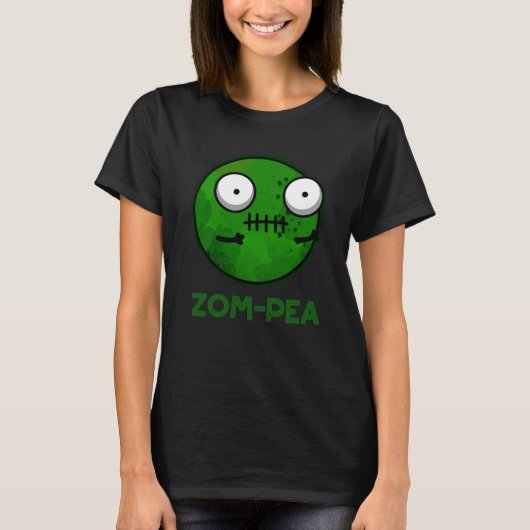 Zom-pea Funny Zombie Pea Pun Dark BG T-shirt (Voorkant)