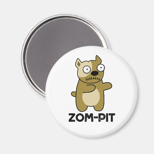 Zom-pit Funny Halloween Zombie Pit Bull Pun Magneet (Voorkant / Achterkant)