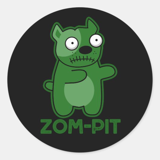 Zom-pit Grappig Halloween Zombie Pun Dark BG Ronde Sticker (Voorkant)