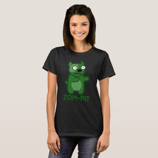 Zom-pit Grappig Halloween Zombie Pun Dark BG T-shirt (Voorkant volledig)