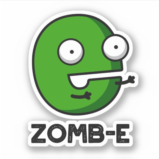 Zomb-E Grappig Halloween Zombie Alfabet Pun Sticker (Voorkant)