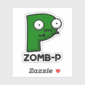 Zomb-P Grappig Halloween Zombie Alfabet Pun Sticker (Vel)