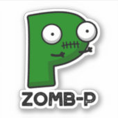 Zomb-P Grappig Halloween Zombie Alfabet Pun Sticker (Voorkant)