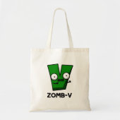 Zomb-V Grappig Halloween Zombie Alfabet V Pun Tote Bag (Voorkant)