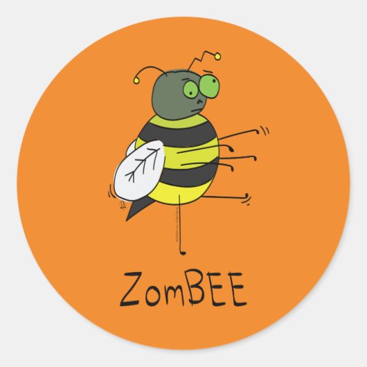 ZomBEE Zombie Bee Funny Halloween Stickers (Voorkant)