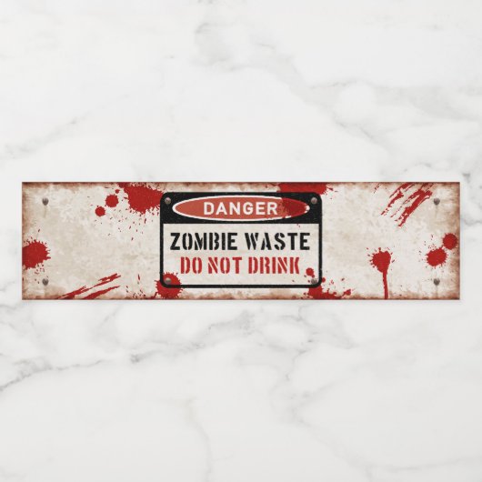 Zombie afval fles etiket met roestig gevaarteken (Enkel label)