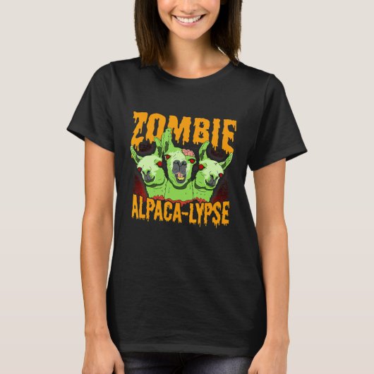 Zombie Alpaca Lypse Halloween Llama Horror T-shirt (Voorkant)