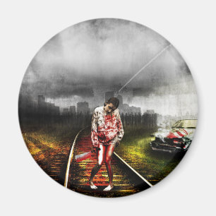 Zombie apocalypse artistieke illustratie magneet