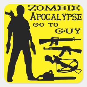 Zombie Apocalypse Ga naar Guy Weapon, Kruisboog, P Vierkante Sticker