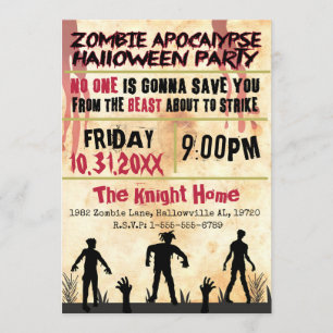 Zombie apocalypse Halloween Party Kaart