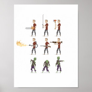 Zombie Apocalypse Pixel Poster met 8 bits