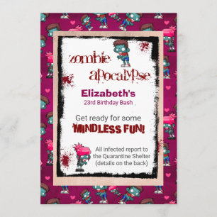 Zombie Apocalypse thema verjaardagsfeestje uitnodi Kaart