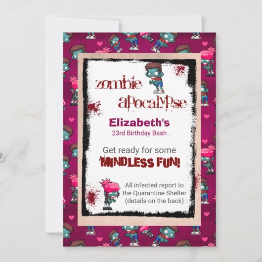 Zombie Apocalypse Thème Anniversaire Invitation de (Devant)