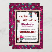 Zombie Apocalypse Thème Anniversaire Invitation de (Devant / Derrière)