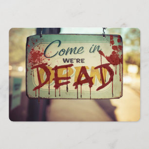 Zombie Apocalypse We're Dead Retro Teken Halloween Kaart