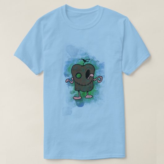 Zombie Apple Blue T-shirt (Design voorkant)