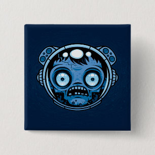 Zombie Astronaut Vierkante Button 5,1 Cm