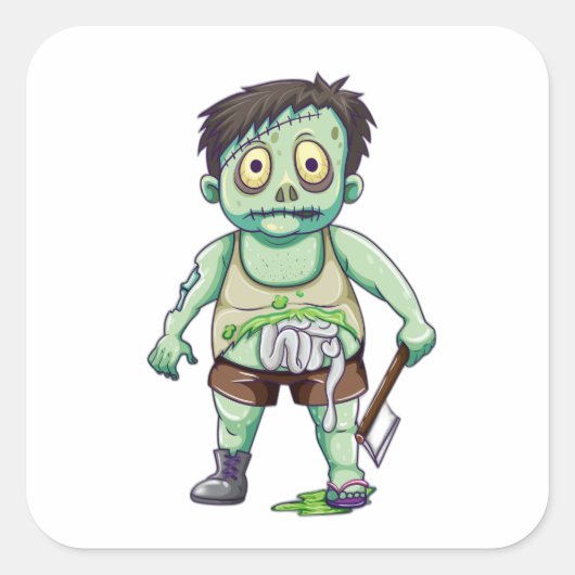 Zombie Ax Havoc Vierkante Sticker (Voorkant)