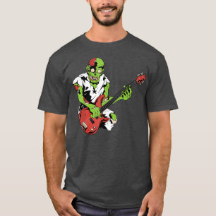 Zombie Bass Guitar Lazy Halloween Costume Music Mu T-shirt