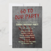 Zombie Birthday Party Undode Apocalypse Bloedtekst Kaart (Voorkant)
