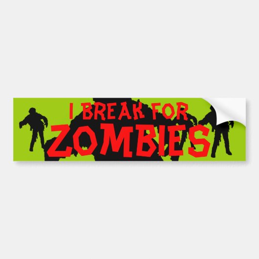 Zombie Black Silhouette Red n Green Bumpersticker (Voorkant)