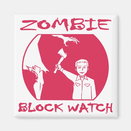 Zombie Blok Horloge Magneet (Voorkant)