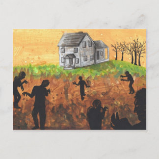 Zombie Boerderij silhouette dark art horror briefk Briefkaart