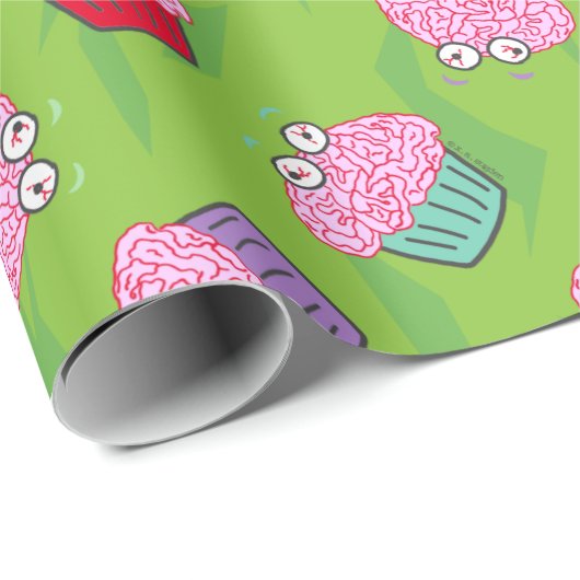 Zombie Brain Cupcake Pattern Cadeaupapier (Rol Hoek)