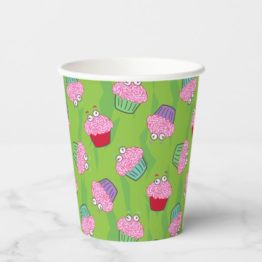 Zombie Brain Cupcake Pattern Papieren Bekers (Achterkant)