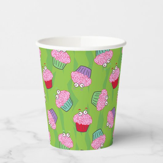 Zombie Brain Cupcake Pattern Papieren Bekers (Links)