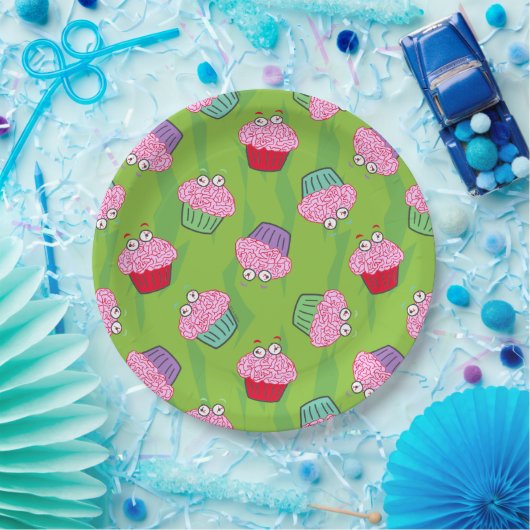 Zombie Brain Cupcake Pattern Papieren Bordje (Feest)