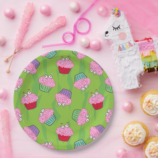 Zombie Brain Cupcake Pattern Papieren Bordje (Feest)