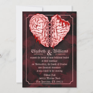 Zombie Brains Wedding Invitation Kaart