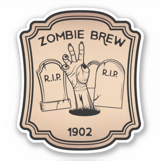 Zombie Brew Potion  Label Sticker (Voorkant)