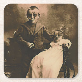 Zombie Broers en Zussen Vierkante Kartonnen Onderzetter