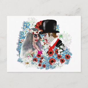 Zombie bruid en bruidegom trouw verlovingsring aankondigingskaart