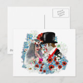 Zombie bruid en bruidegom trouw verlovingsring aankondigingskaart (Voorkant / Achterkant)