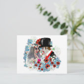 Zombie bruid en bruidegom trouw verlovingsring aankondigingskaart (Staand voorkant)