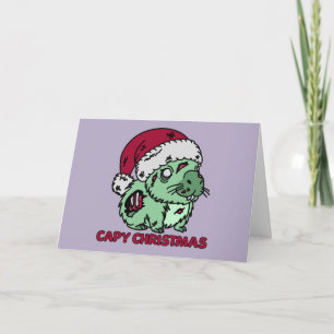 Zombie Capybara Christmas Kaart